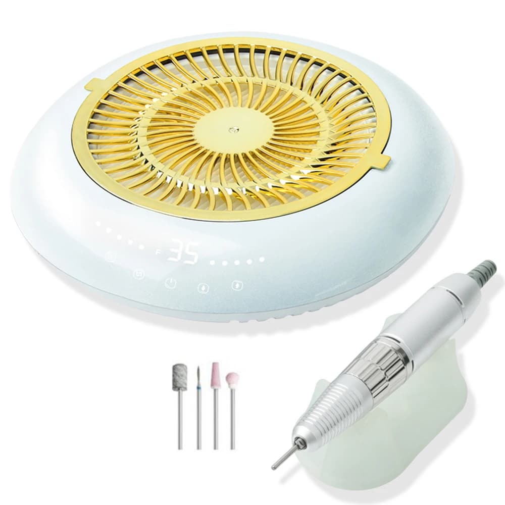 Trapano per unghie 60W 35000 RPM con aspirapolvere Filtro riutilizzabile Forte collettore di polveri per unghie Trapano per manicure professionale