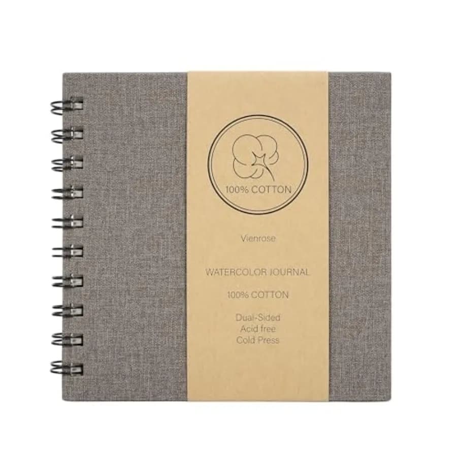 Watercolor Book, 5.5"x5.5" Watercolor Journal with 22 Sheets 140 LB 300 GSM Cotton Watercolor Paper, Leather Cover Travel Art J