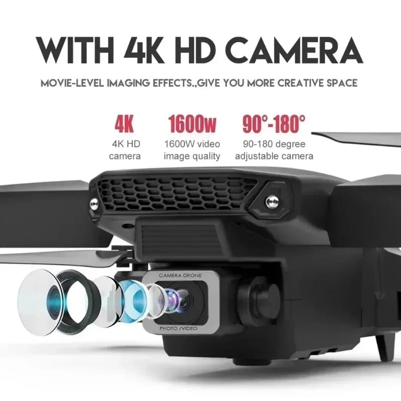 Drone RC E88 Pro con WIFI FPV, fotocamera HD 4K, visione grandangolare, funzione di mantenimento dell'altitudine, quadricottero pieghevole, elicottero giocattolo, idea regalo