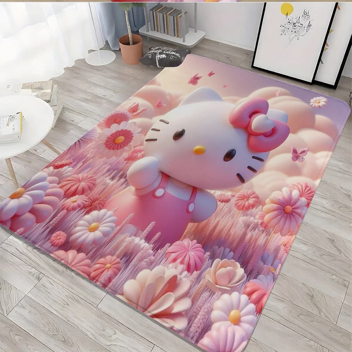 Tappeto Decorativo Vintage con Motivo Sanrio Hello Kitty per Soggiorno, Tappetino per Pavimento, Tappeto per Tavolino da Caffè, Area Casa