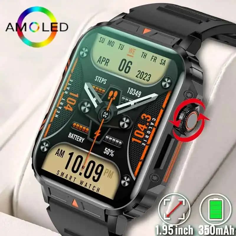 1.91 Outdoor Military Smart Watch Men Bluetooth Call Amoled Smartwatch per Android IOS IP68 orologi sportivi impermeabili per il Fitness