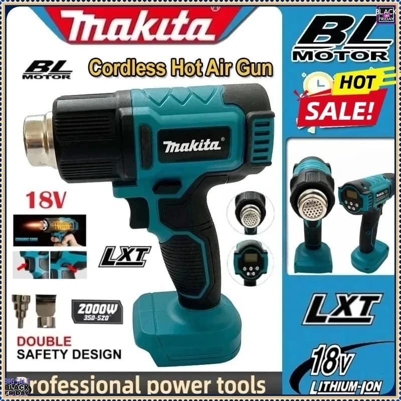 Makita 550 ° Pistola Termica a Controllo di Temperatura, Senza Fili, con Display LED, Strumento di Saldatura e Soffiatore Termico 18V