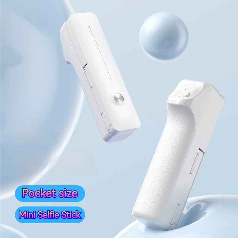 Mini selfie stick tascabile da viaggio con clip pieghevole ultra portatile compatibile con iPhone 16 15 14 Samsung S24 S23 Xiaomi
