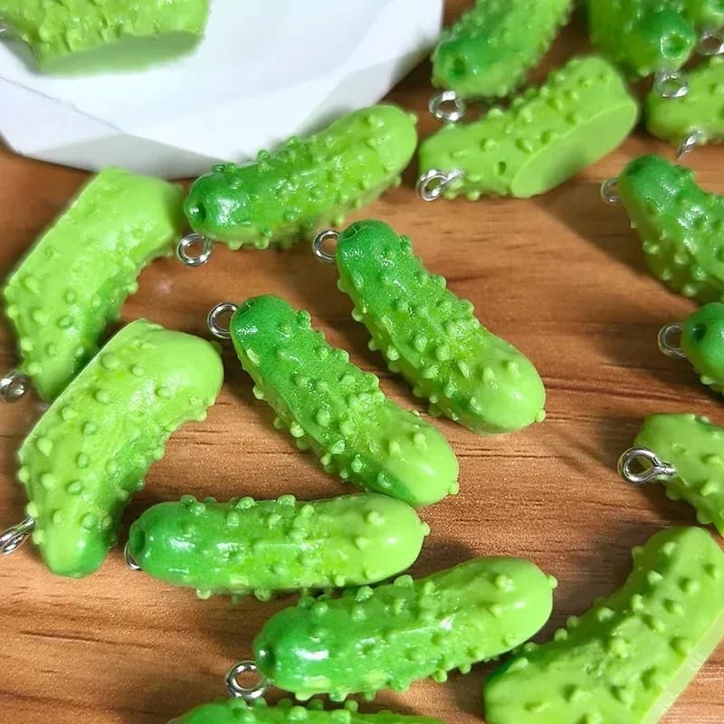 10Pcs/Pack Mini Vegetable Cucumber Resin Charms Lovely Simulation Pendants For DIY Earring Bracelet Jewelry Making Supplies