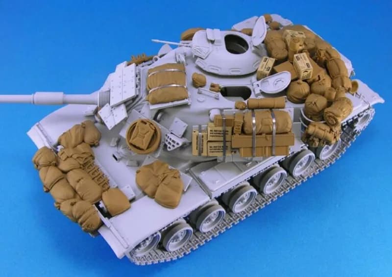 Kit assemblato modello in resina pressofusa in scala 1/35 M60A1 Set di stoccaggio del serbatoio da battaglia principale (senza serbatoio) smontato e non verniciato