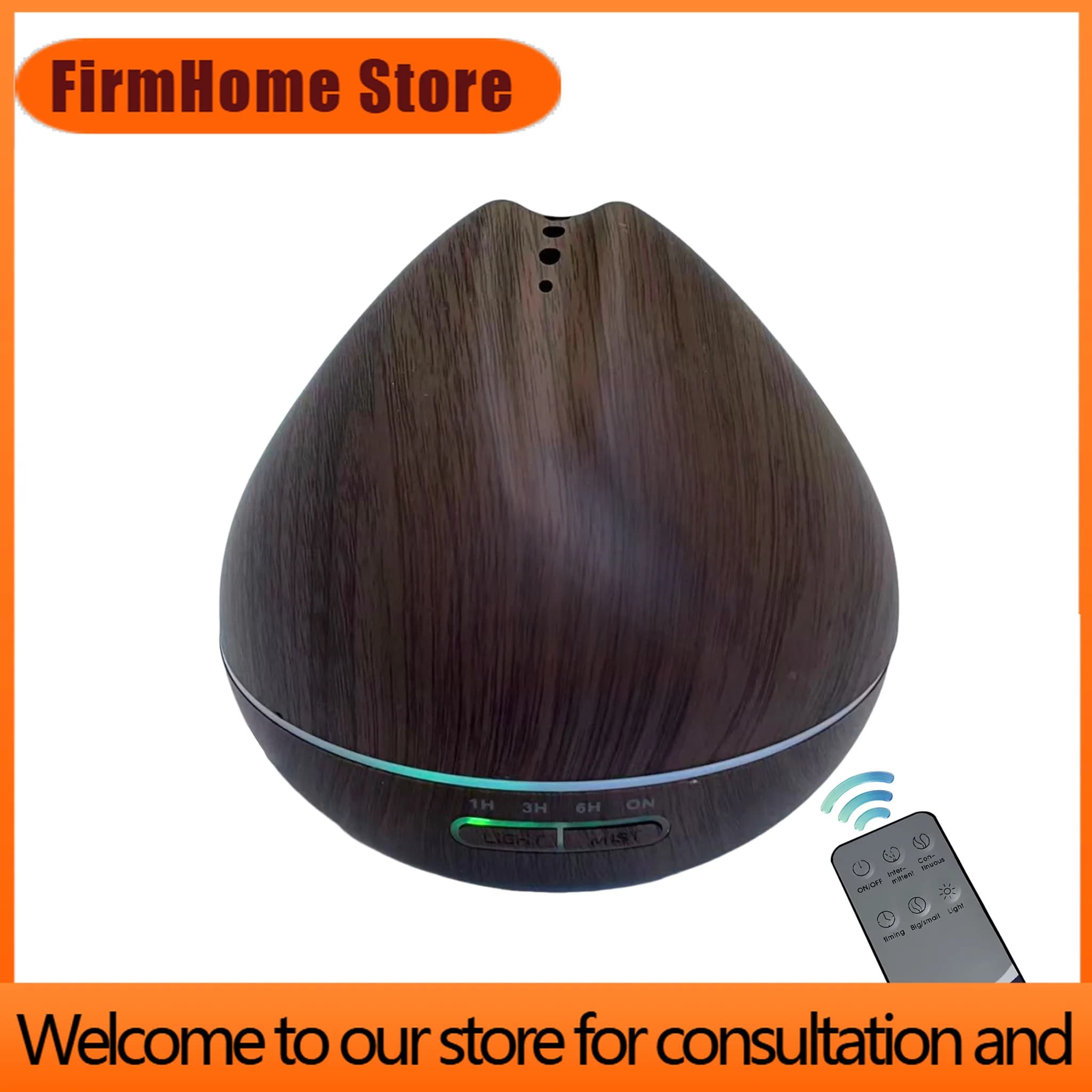 FirmHome Store500ml Essential Oil Diffuser Ultrasonic Aroma Humidifier Remote Control Wood Grain 7 Color LED Light Timer Cool Mi
