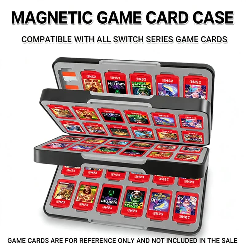 Custodia Magnetica per Schede di Gioco Nintendo Switch OLED Lite 2 con 72 Slot per Giochi e 144 Slot per Schede TF/Micro SD, Custodia Protettiva in Silicone per il Trasporto