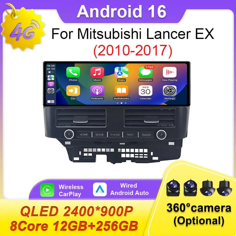 12.3'' Android 16 For Mitsubishi Lancer EX 2010-2017 LHD Car Radio Autoradio Multimedia Player IPS Screen Head Unit Carplay 4G