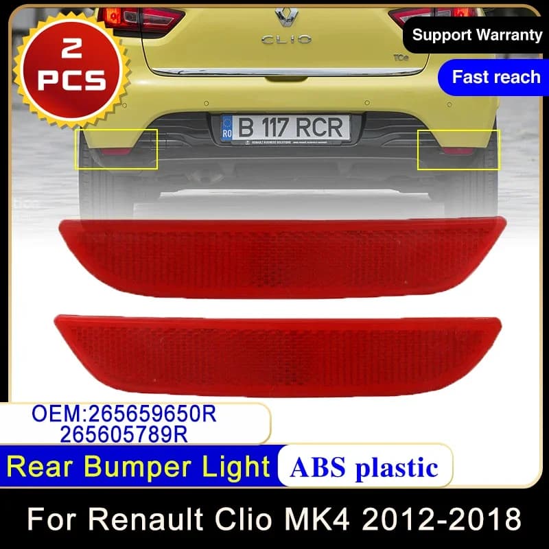 Per Renault Clio MK4 265659650R 2656055789r 2012 ~ 2018 paraurti posteriore riflettore luce freno Stop indicatori di direzione strisce riflettenti