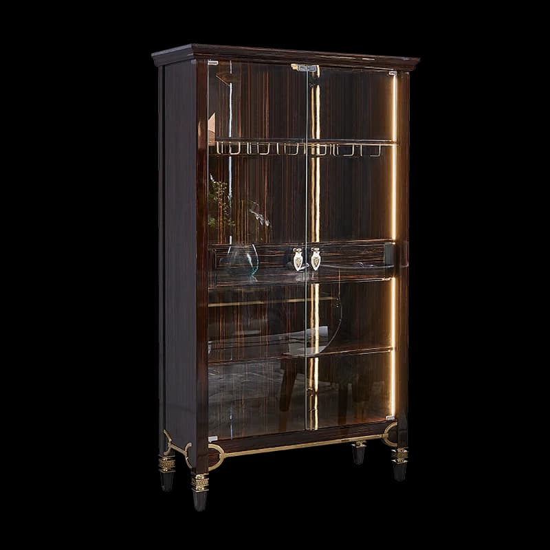 Italian light luxury tempered glass double-door wine cabinet post-modern high display cabinet living room household wine cabinet