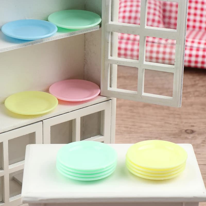 5Pcs Dollhouse Mini piatti per alimenti simulazione piatto da pranzo modello accessori da cucina per bambole decorazioni per la casa bambini finta di giocare con i giocattoli
