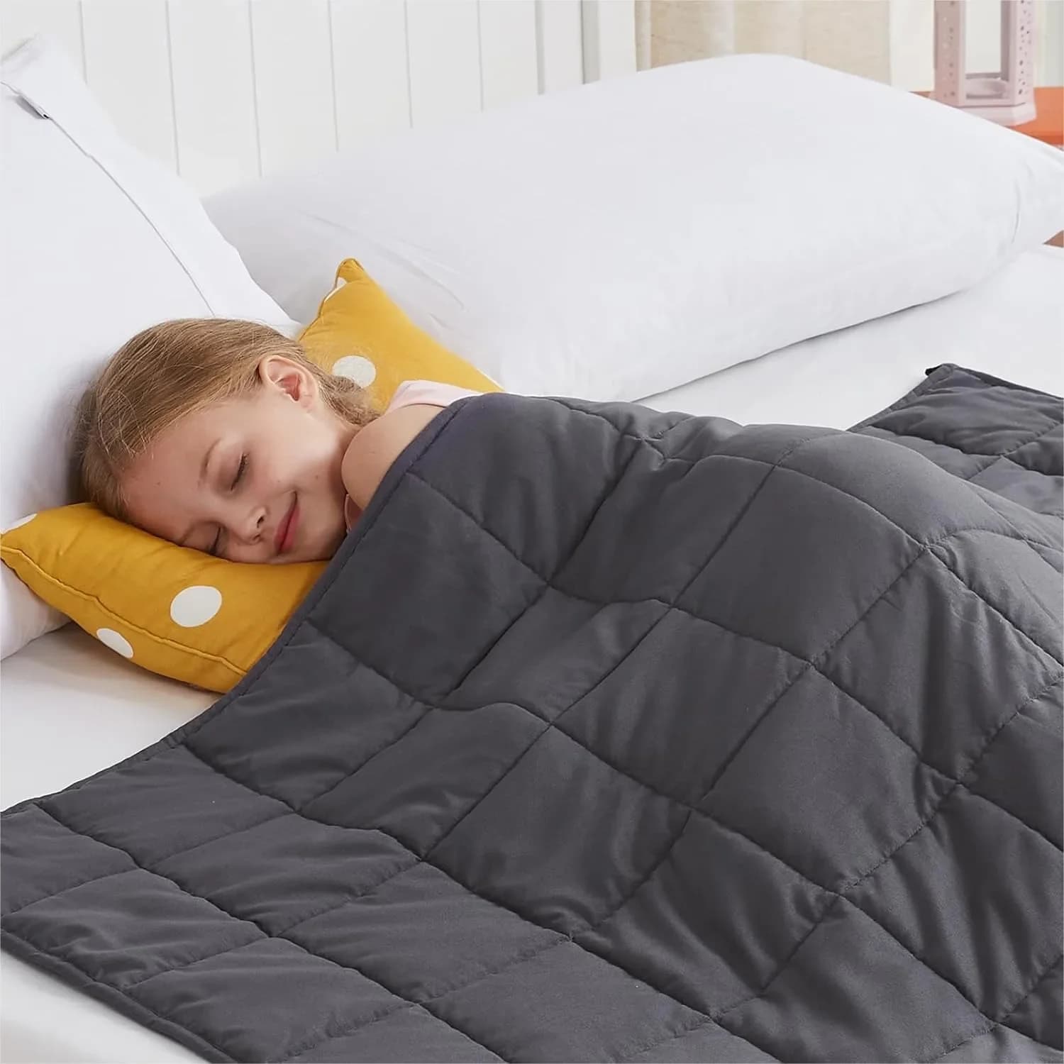 Coperta ponderata da 7 libbre (40x60 pollici) grigia, coperta pesante per adulti con perline di vetro, rinfrescante e riscaldante per tutte le stagioni