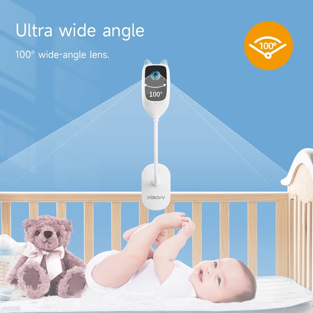 Telecamera di Monitoraggio Inclinabile per Bambini Xiaovv 1080P con Visione Notturna e Vista Panoramica per Garantire la Sicurezza del Bambino