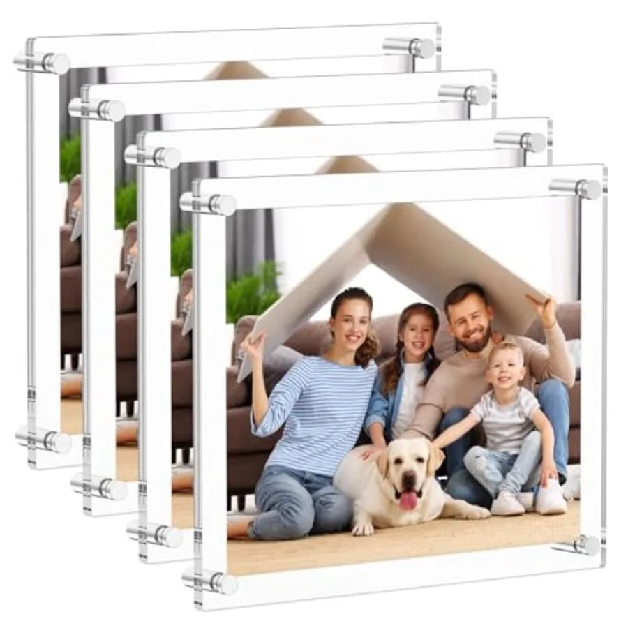 Cornice per foto in acrilico, 4 pezzi, moderna, trasparente, in lucite, quadrata, per foto, diplomi, certificati, opere d'arte, matrimoni
