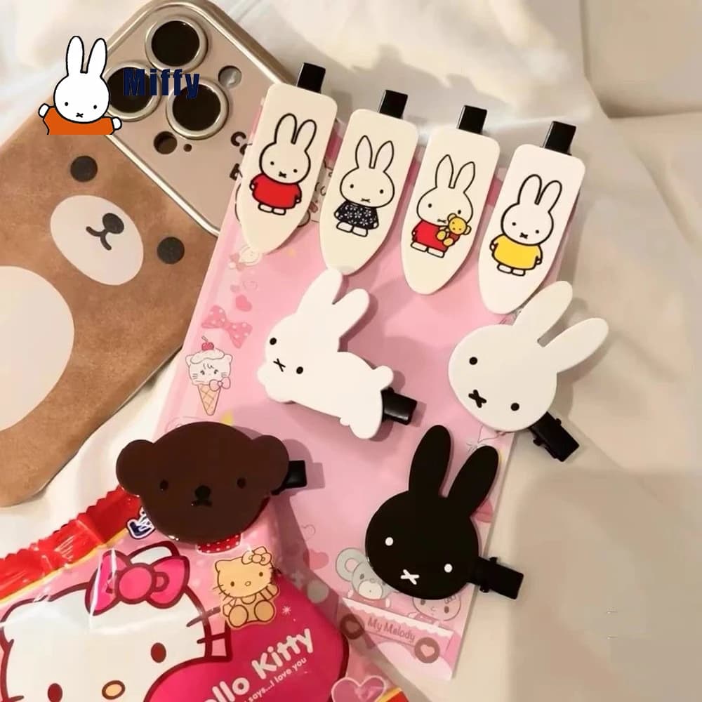 Kawaii Miffy Hairpin Cute Side Hair Clip Big Head Rabbit Headwear Cartoon Rabbit Barrette Hairstyle Decoration Girl Gift