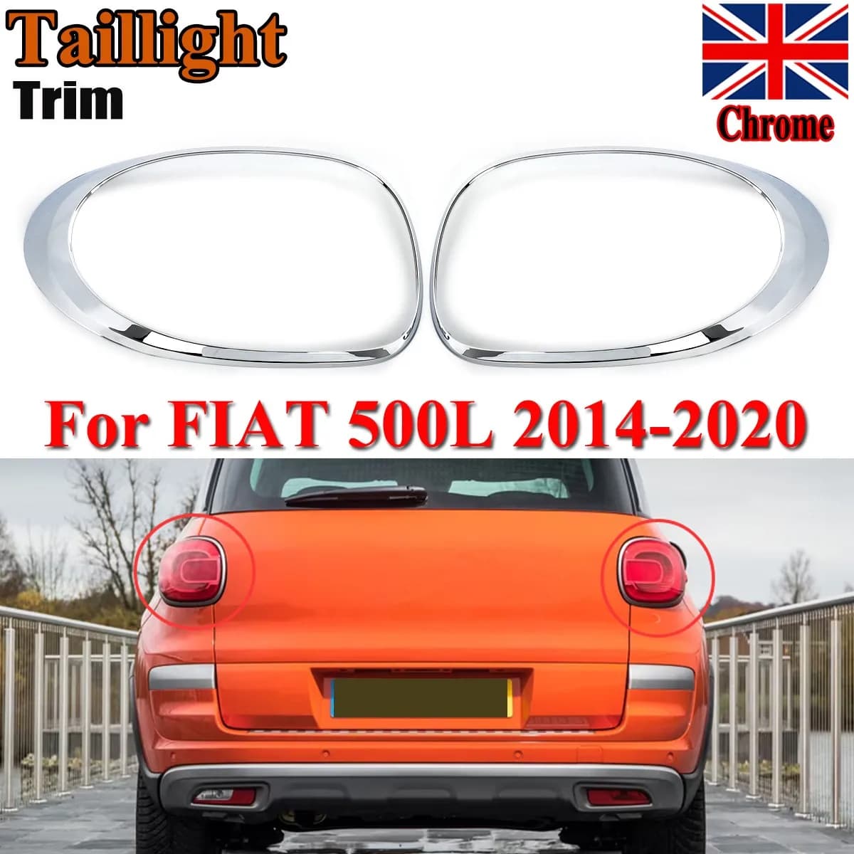 Copertura del telaio della luce posteriore per Fiat 500L Benzina Hatchback 2014-2020, Anello di finitura cromato per fanale posteriore 68235995AA 68235996AA