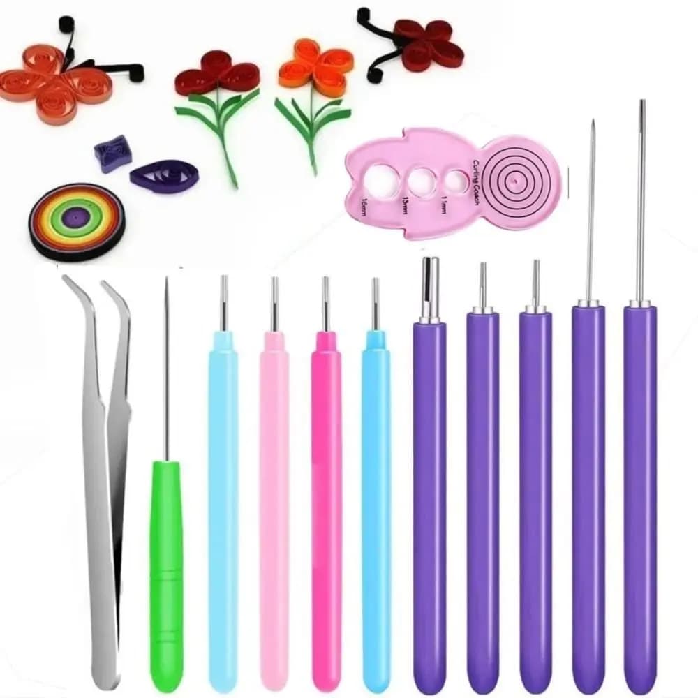 12pcs Paper Quilling Tools Slotted Kit Handmade Rolling Curling Quilling Needle Pen for Art Crafting DIY Cardmaking Project