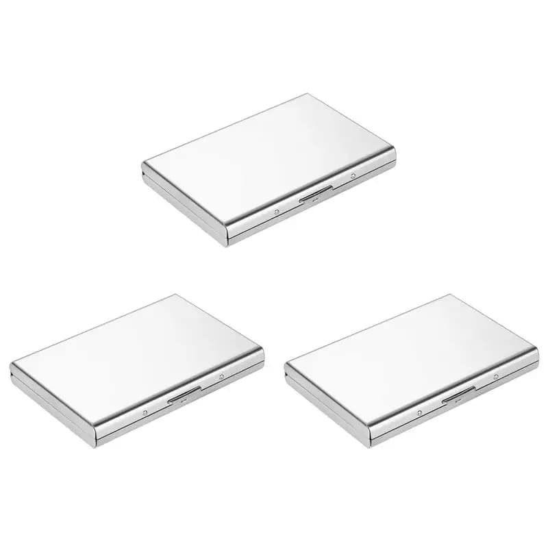 NEW-3X Portafoglio porta carte in metallo, portafogli in metallo ultra sottile in acciaio inossidabile con blocco RFID, porta carte di credito, bianco