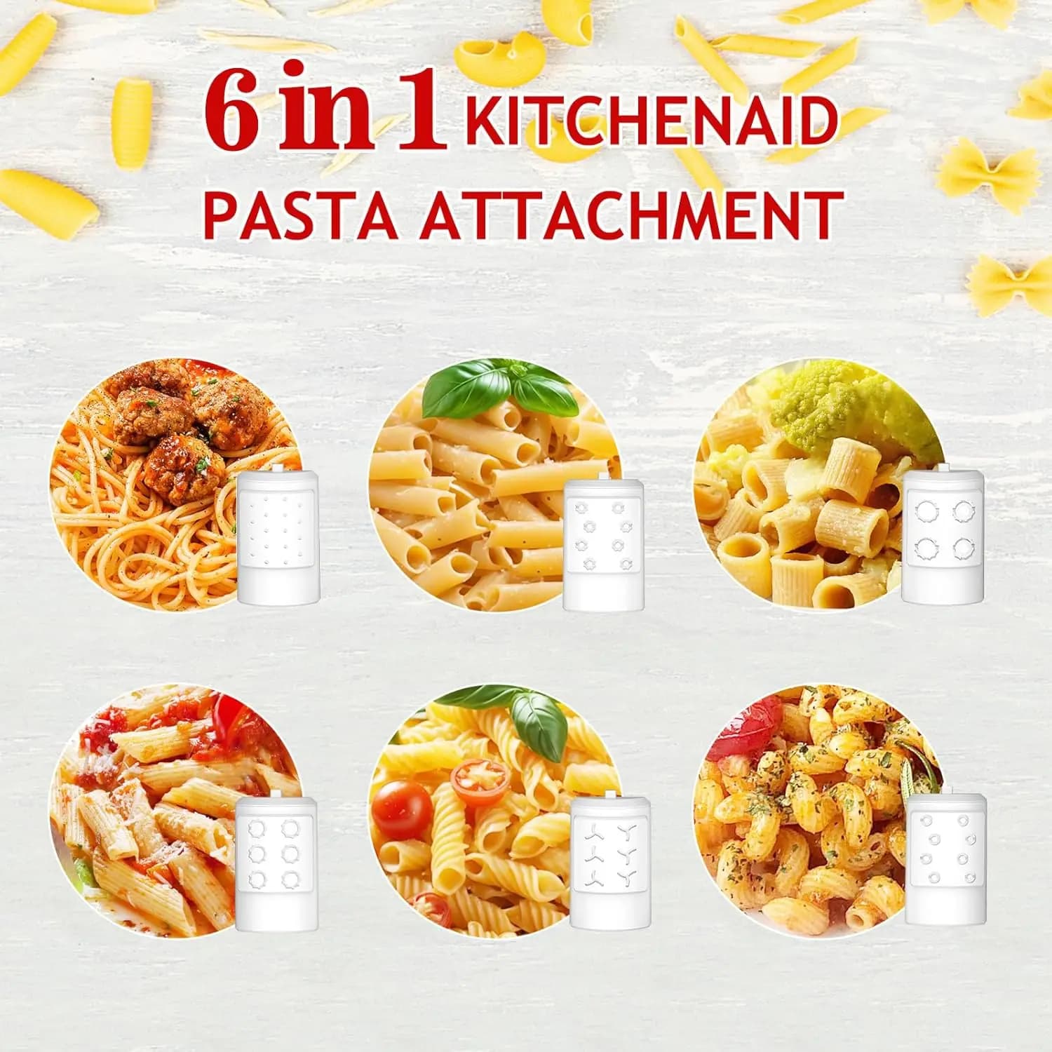 Gourmet Pasta Replacement For Kitchenaid Mixer, Pasta Maker Attachment Set With 6 Different Shapes Pasta Press Outlet