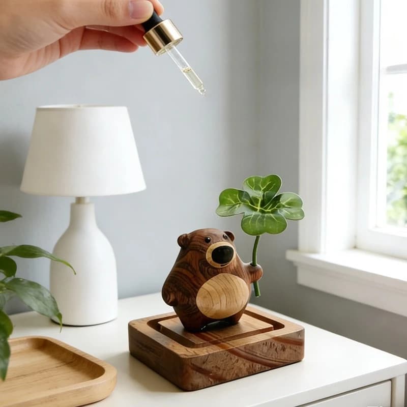 Wooden Bear Essential Oil Diffuser Round Aromatherapy Ornament Car Office Home Nightstand Natural Fragrance Gift Box