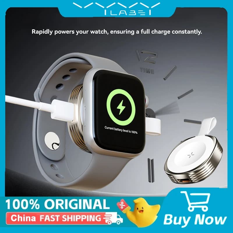 VYVYLABS Caricatore magnetico da 2,5 W per Apple Watch E-Watch S1 2 3 4 5 6 7 8 9 10 Ricarica wireless Tipo C per serie SE Ultra