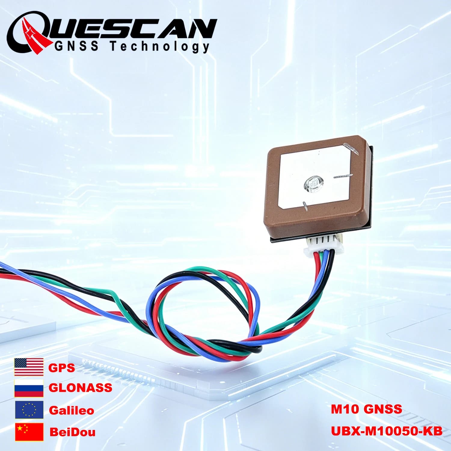 QUESCAN AN181 M10 GPS GNSS Module with Antenna 10Hz GPS Galileo GLONASS BeiDou SBAS QZSS Receiver ESP32 Arduino NMEA UBX GPS