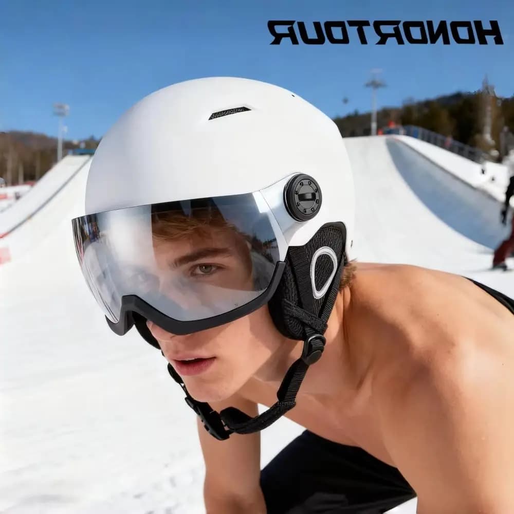Casco da sci Horntour uomo Miss con occhiali Casco caldo ABC + EPS Snowboard di alta qualità Casco da sci modellato integralmente