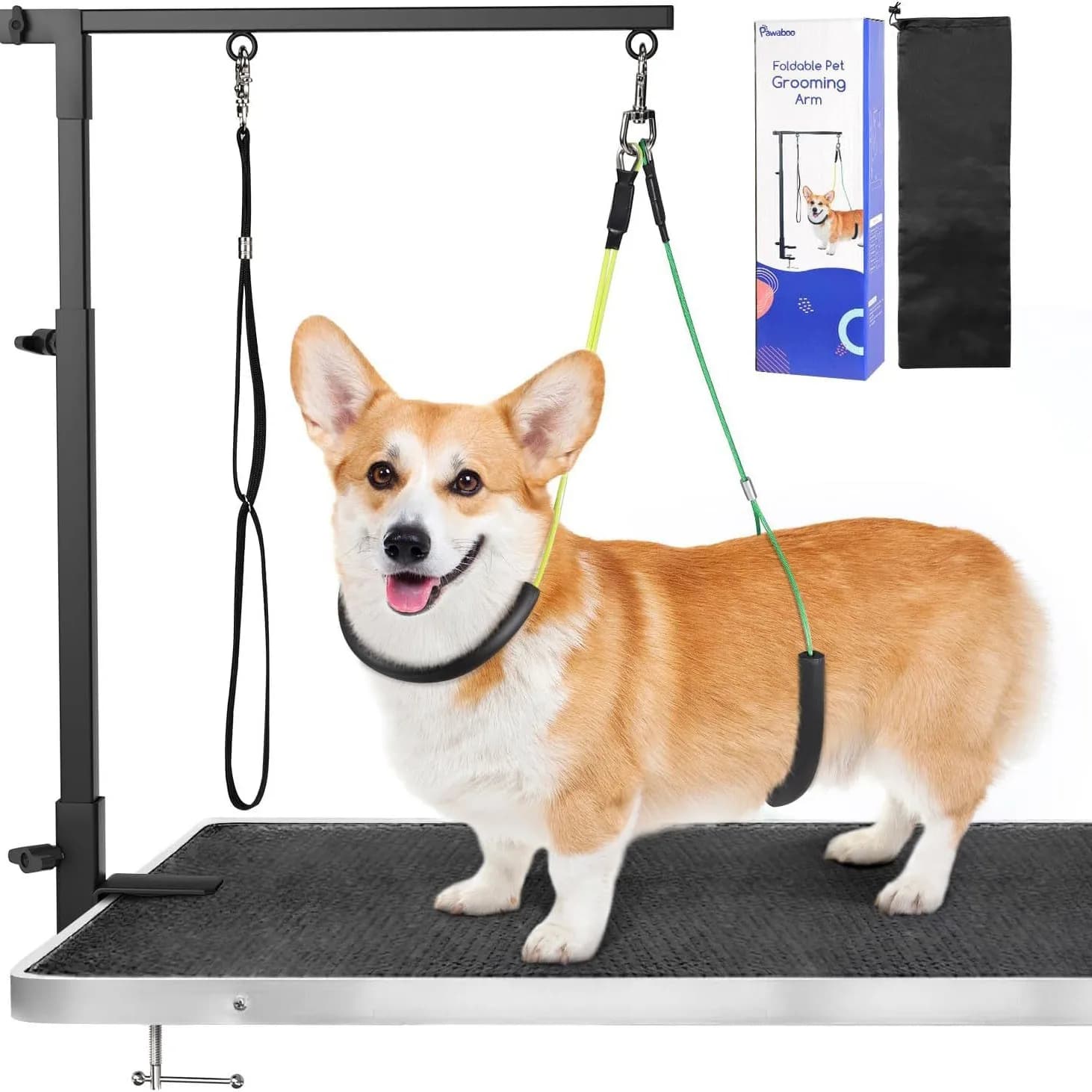 Adjustable Height Foldable Dog Grooming Arm, Black Iron Frame Pet Grooming Lifting Arm for Dog Grooming Table, Adjustable Liftin