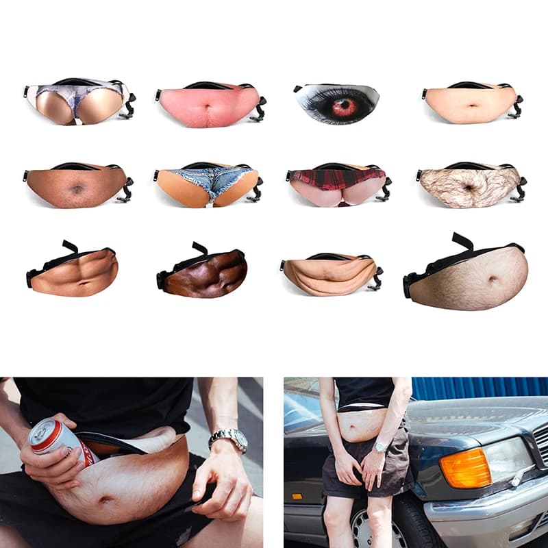 Nuovo divertente Pop Dad Bod Money Belt Bag Borse da viaggio da uomo Colore della carne Moda creativa Fanny Pack Birra Grasso Pancia Bum Pouch Marsupio