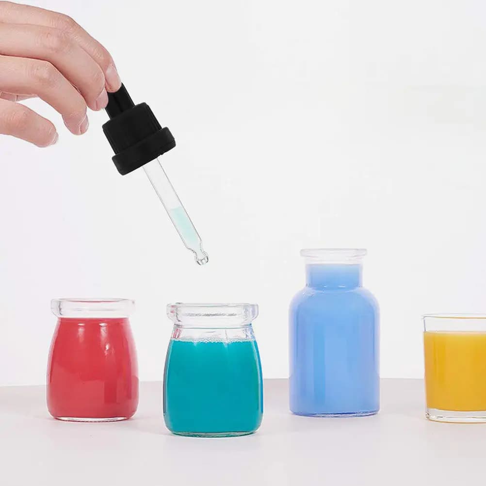 10 Set di Contagocce in Vetro per Bottiglie di Oli Essenziali, Tappi Contagocce con Guarnizione in Silicone Antigoccia, Facile Controllo della Dosatura, Nessun Risciacquo, Nessun Spreco