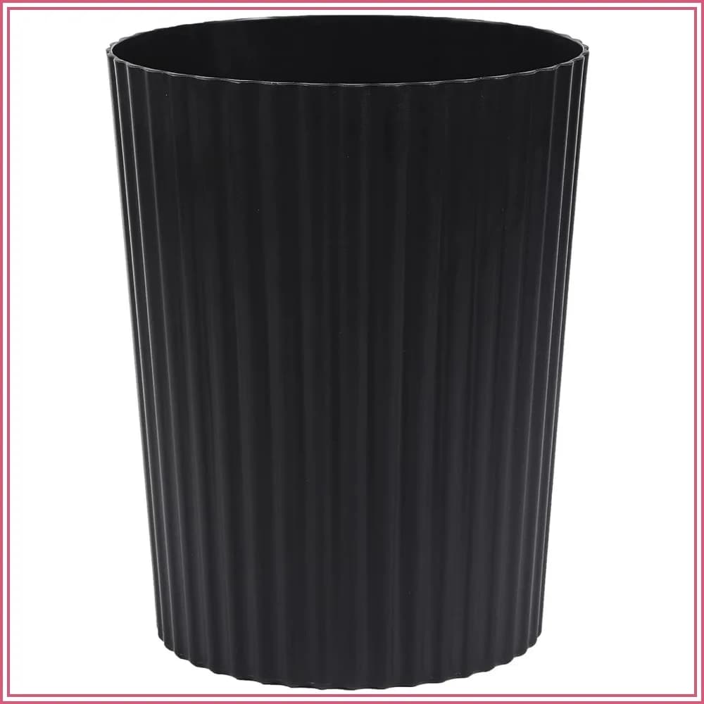 Small Trash Can Plastic Wastebasket Round Garbage Container for Bathroom Kitchen Bedroom Office Dorm Black