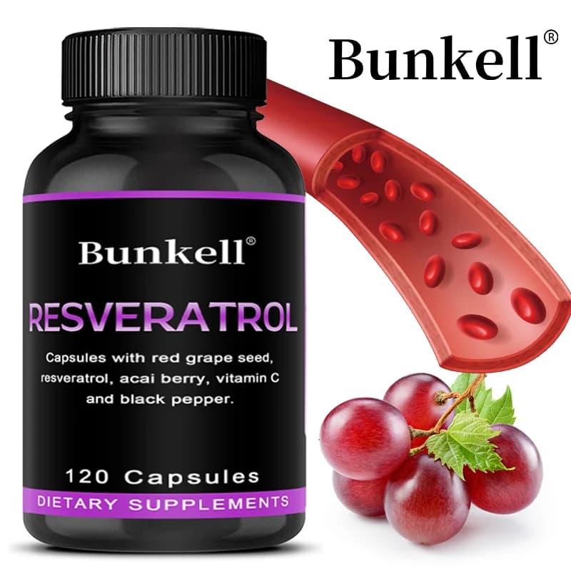 Antioxidant supplement of grape seeds plus resveratrol extract, supports heart, brain, cell and skin health, promotes immune health