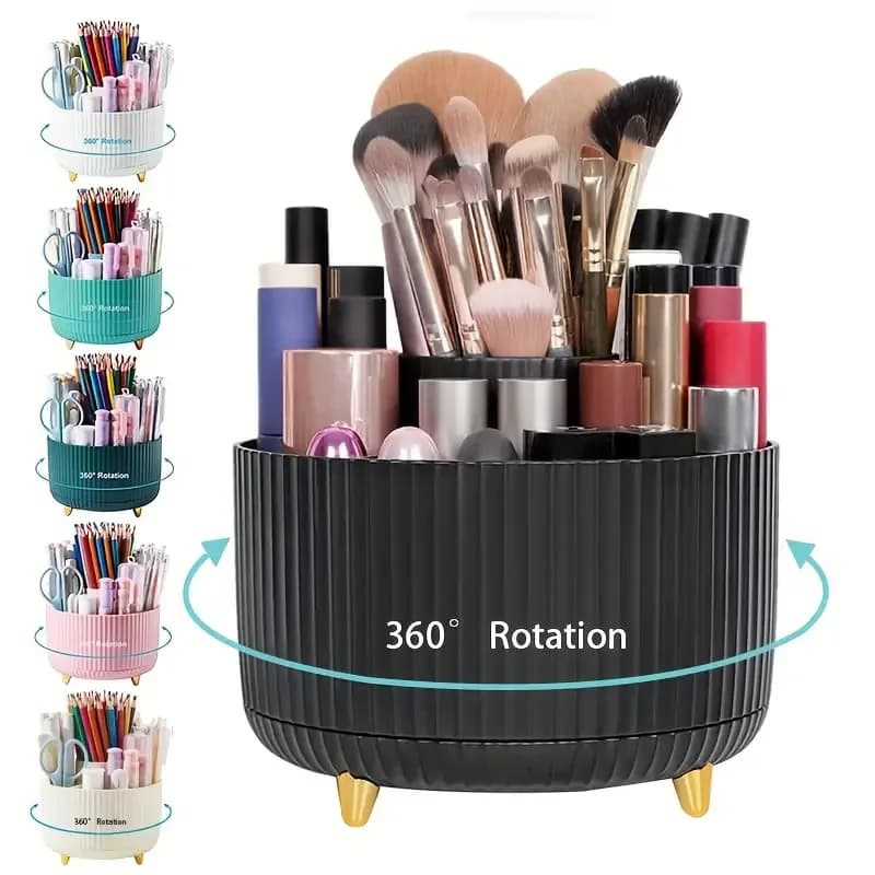 Organizer for Cosmetics: 360° rotation Makeup tools Giostra portaspazzole in plastic with 5 compartments Multifunctional desk bathroom