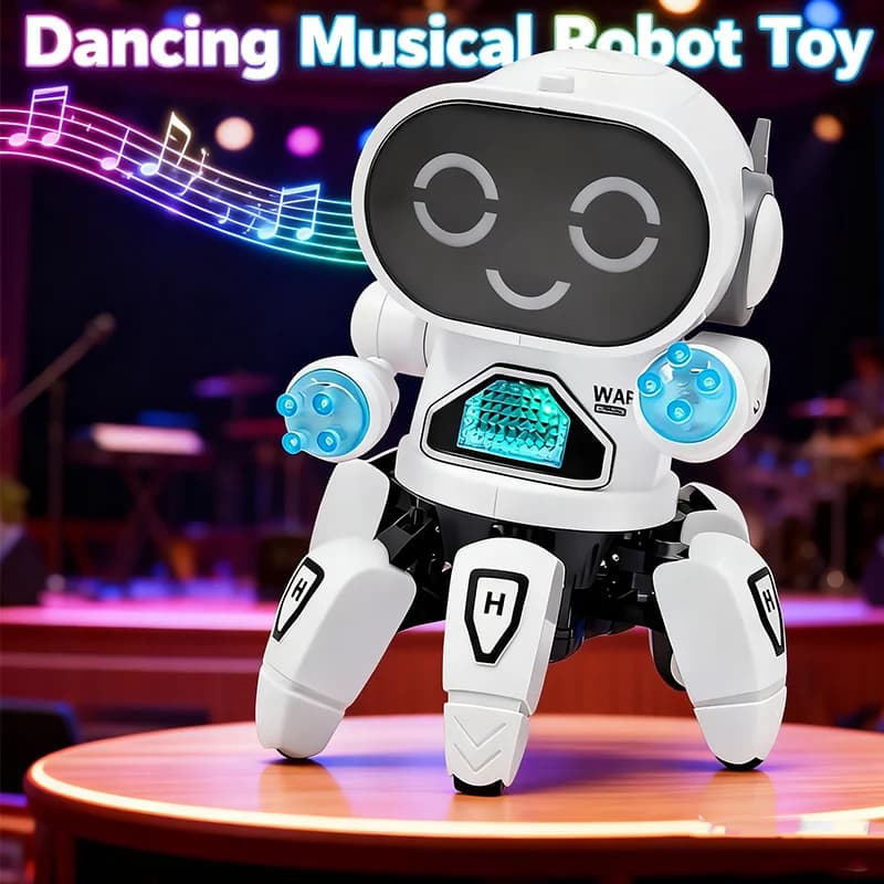Robot Musicale Danzante a Forma di Polpo con 6 Zampe, Giocattolo Educativo per Bambini, Ragazzi e Ragazze, Divertente e Didattico