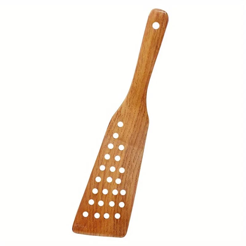 1PC Non stick pan, wooden spatula for stir frying, spatula for frying eggs and steak, 24 hole filter spatula