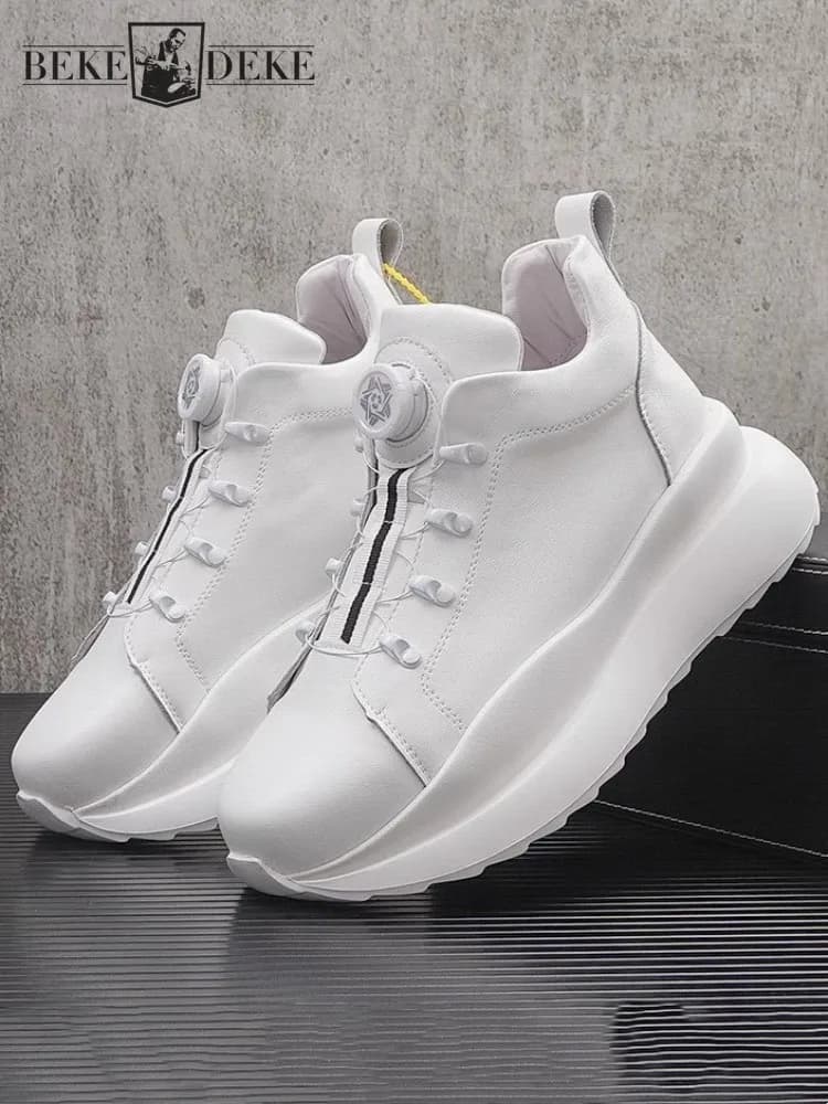 Nuove scarpe alte da uomo in vera pelle Stilista Scarpe con plateau con aumento di altezza Scarpe da ginnastica casual da passeggio primavera autunno