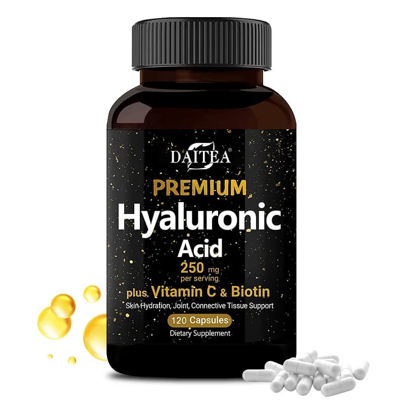 Premium hyaluronic acid supplement with vitamin C and biotin: promotes metabolism, promotes skin health, improve skin wrinkles