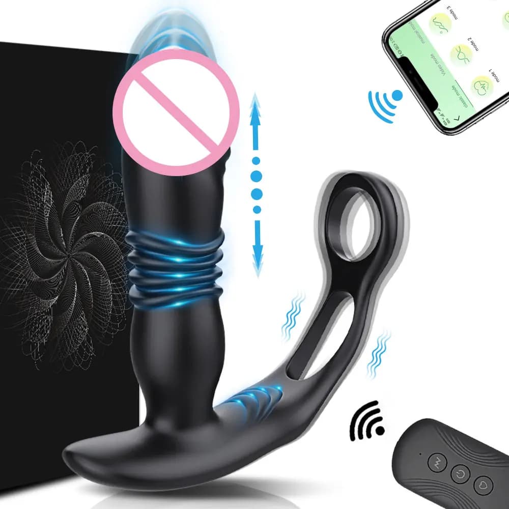 Plug Anale Vibrante Telescopico per Donne, Vibratore Anale Wireless con Telecomando, Giocattoli Sessuali, Dildo Anale, Massaggiatore Prostatico per Uomini