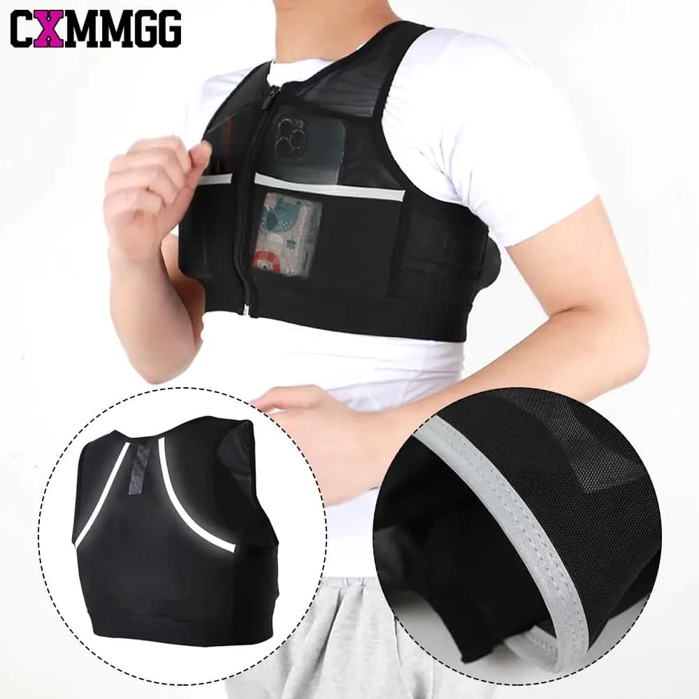 1 piece reflective racing vest with water package: adjustable multitasque design, breathable for trail racing, hiking and cycling