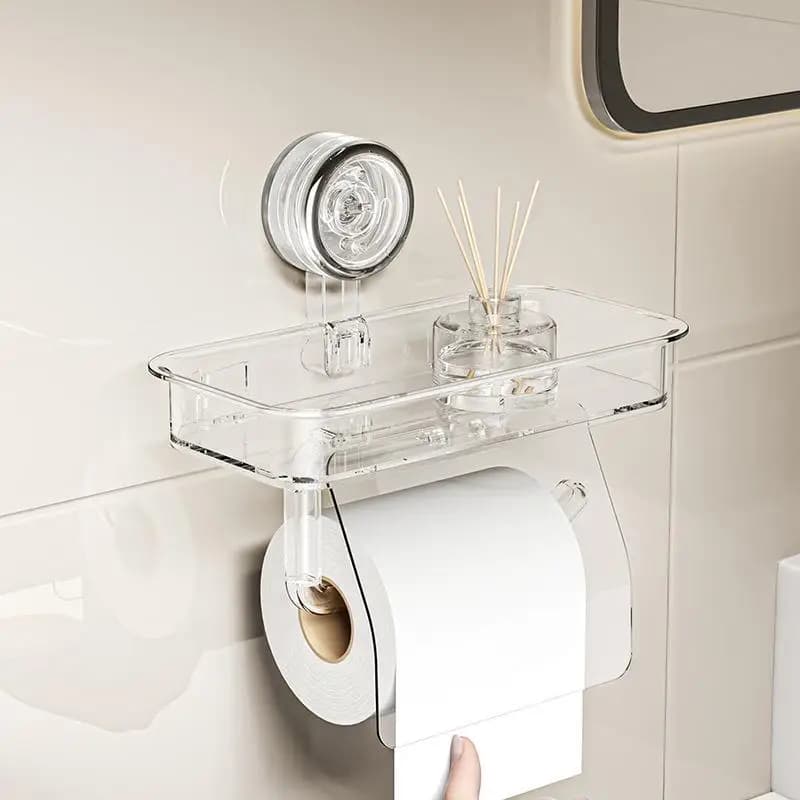 Bathroom Toilet Paper Towel Holder Roll Paper Storage Rack No Drilling Required Bathroom Organizer Shelf Toilet Accessories
