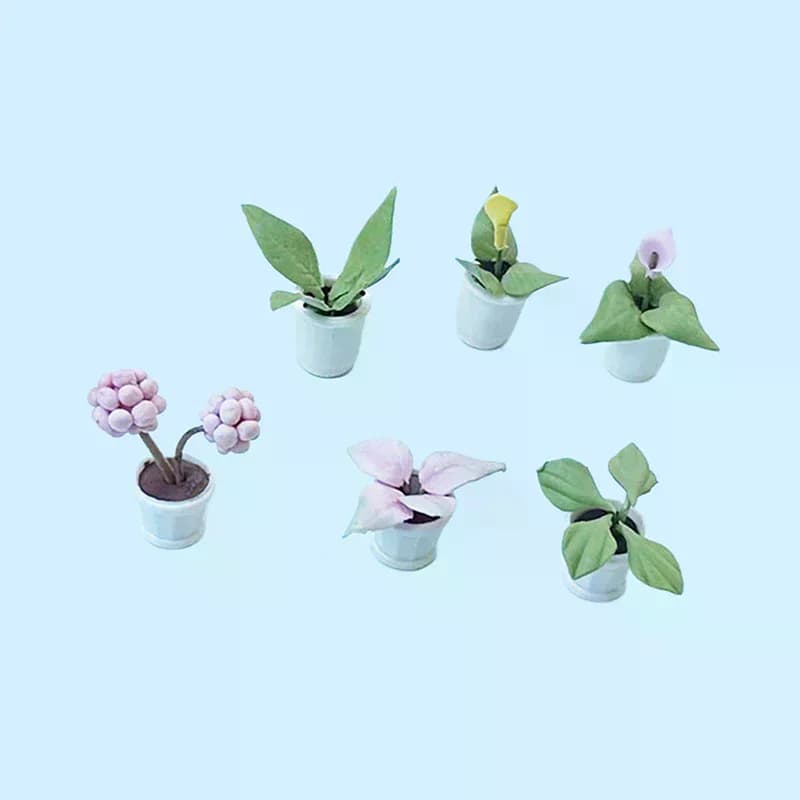 2PCS 1:12 Casa delle bambole Piante in miniatura Piccoli vasi da fiori Modello Accessori per mobili per la casa delle bambole Decor Bambini Giochi di imitazione Giocattoli