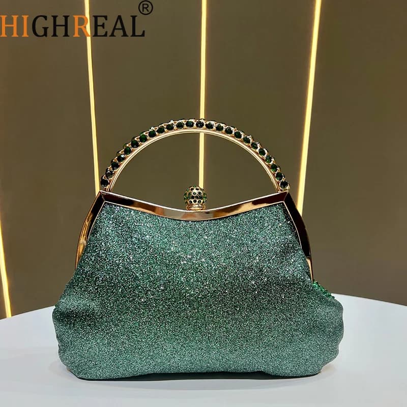 Pochette da sera con intarsio di diamanti pregiati di nuova moda di lusso Borsa da donna con strass di fascia alta di marca Borsa a tracolla per festa di nozze