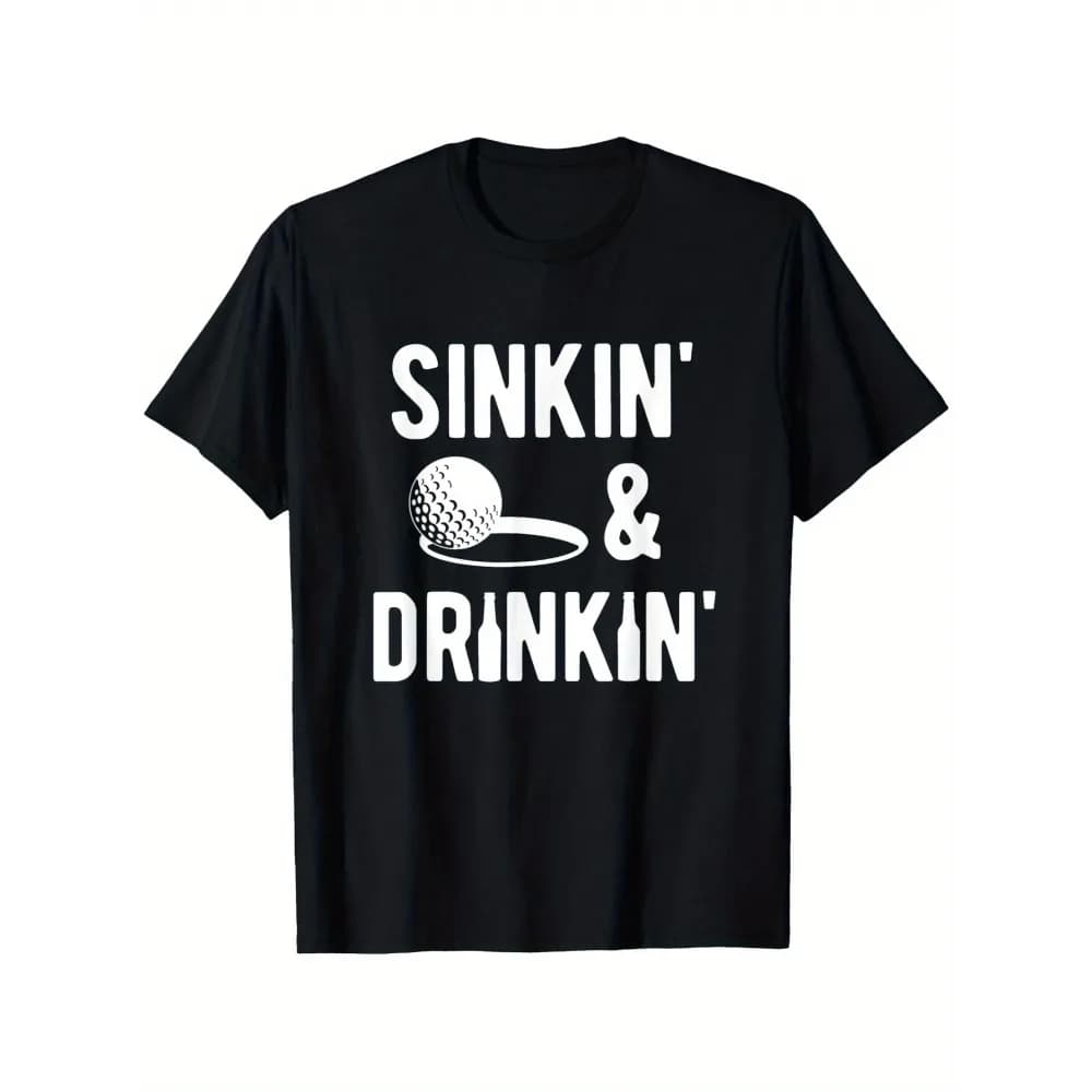 Sinkin' and Drinkin' Funny Golf T-Shirt, T-shirt estive alla moda a maniche corte, comode e versatili, pantaloncini da uomo