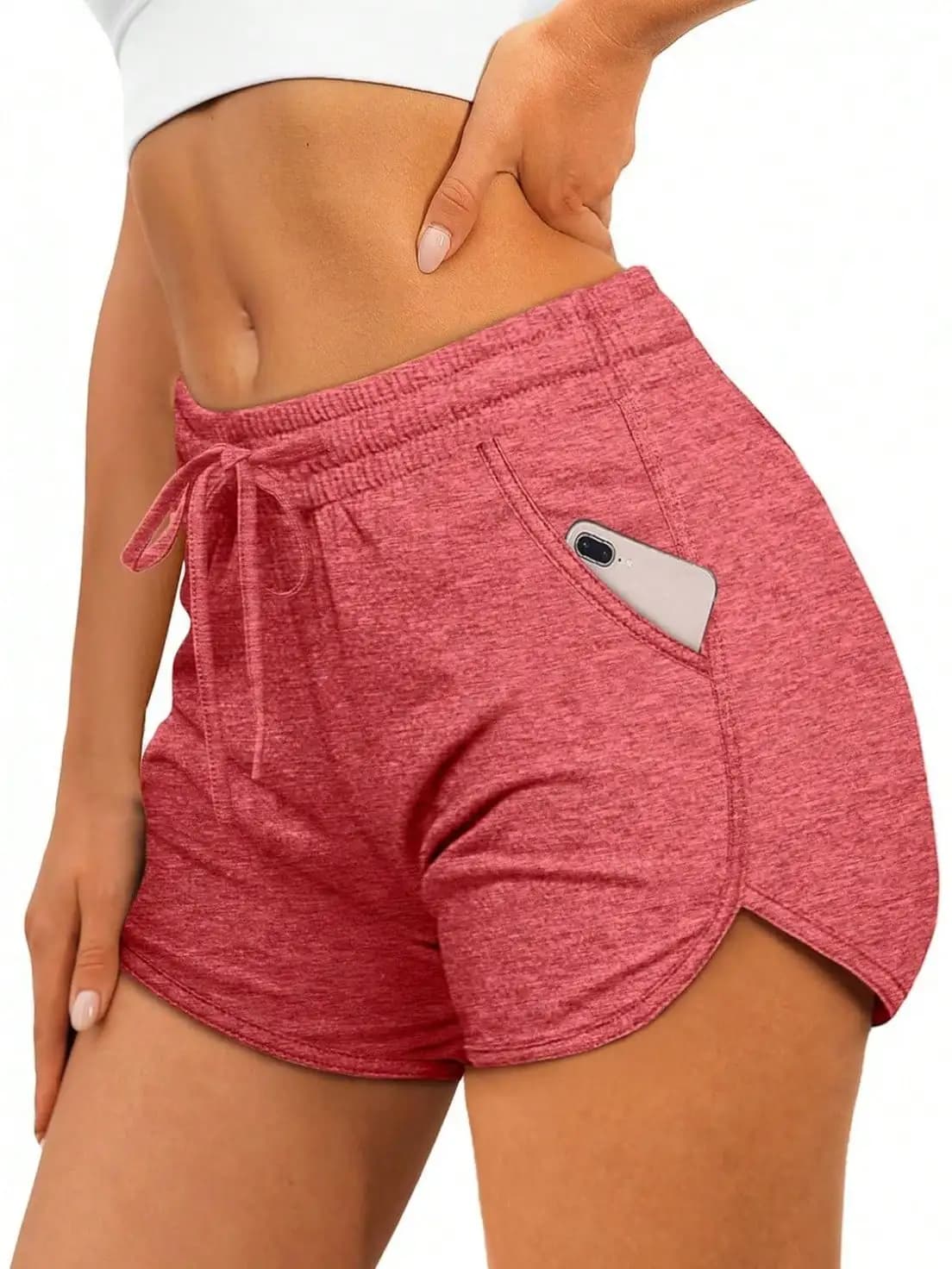 Pantaloncini sportivi da donna, modello Dolphin, con tasche e coulisse