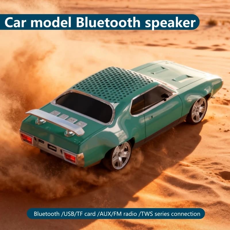 Altoparlanti Bluetooth Portatili a Forma di Auto, Speaker Wireless con Radio FM, Abbinamento TWS, Riproduzione TF/USB, Super Bass per Casa/Esterni