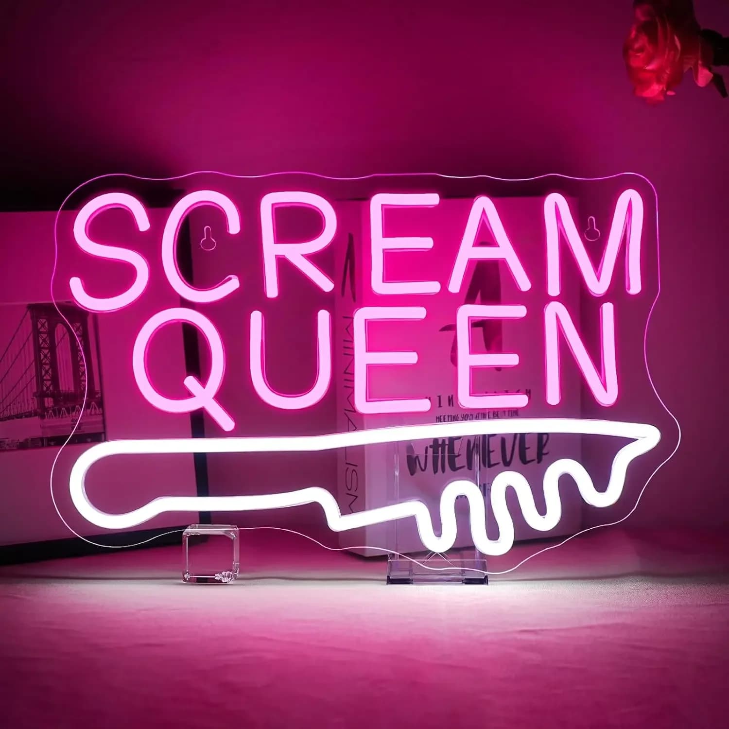 Insegna al Neon 'Scream Queen' USB Dimmerabile, Decorazione Artistica a LED per Sala Giochi, Camera da Letto, Soggiorno, Bar, Feste e Regali