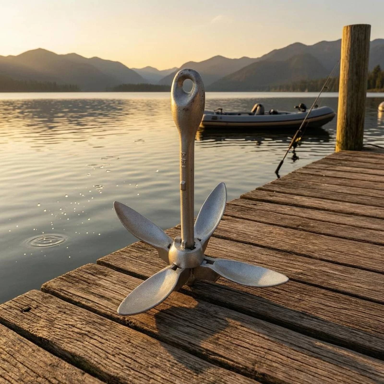 Umbrella Anchor Heavy-Duty Folding Boat Anchor Water Sports Gear Rust-Resistant Includes Rope for Fishing