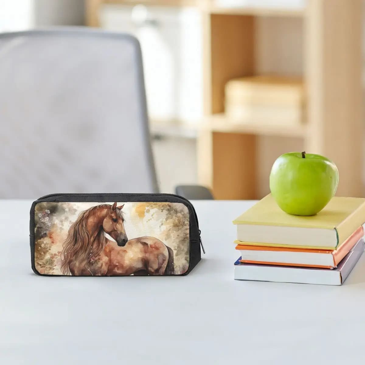 Brown Horse Herd Running Galloping Animal Lovers Humor Pencil Cases Pen Box Pencil Bag Pencil Pouch Storage Stationery Supplies