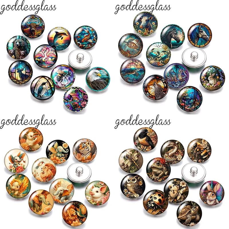 Cartoon Animali Selvatici Mix Leone delfino Uccello tartaruga Foto 10 pz 12mm/18mm bottoni a pressione per 12mm/18mm braccialetti a scatto gioielli FAI DA TE