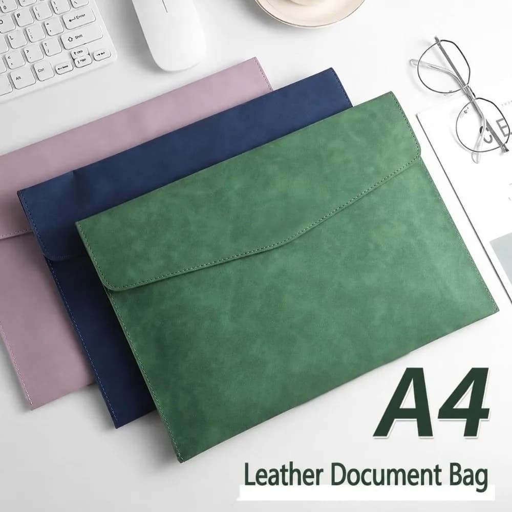 6Pcs Waterproof PU Leather A4 File Bag Soft Touch Snap Closure Business File Folder A4/A5 Paper Organizer Pouch Receipts
